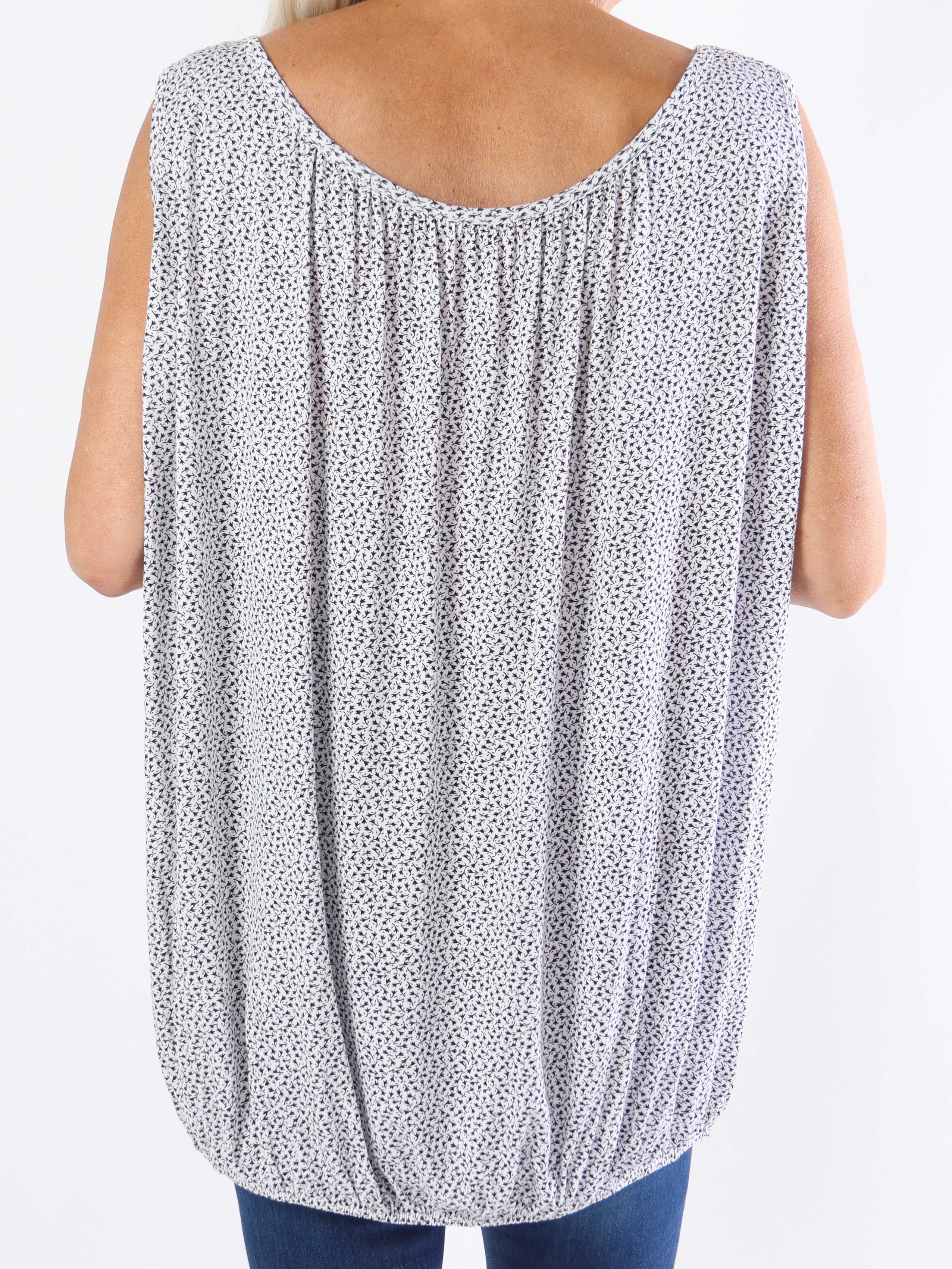 Miracle Flower Top - Plus size top i viskose med elastik forneden